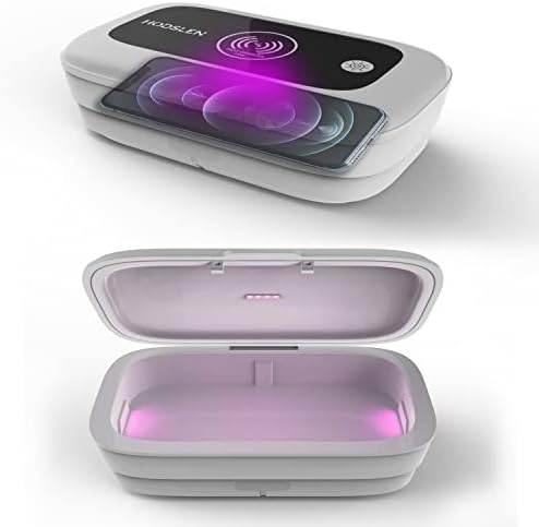 Hodslen - UV אור סלולרי אור סלולרי | קופסת חיטוי עיקור עם טעינה אלחוטית של 15W Qi עבור כל הסמארטפון, שעונים